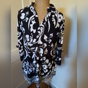 Floral Black and White Women's Top